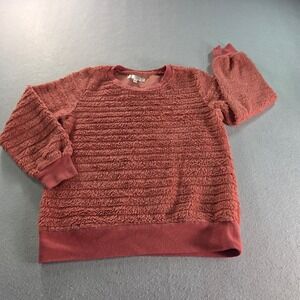 Tahari Girl Pink Faux Fur Textured Sweatshirt Pullover Size 8 Clay Terracotta